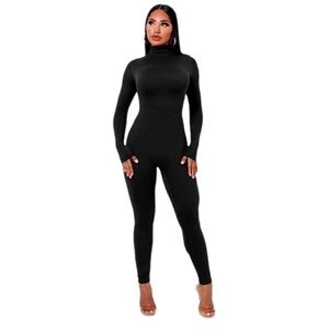 Black High Neck Bodycon Jumpsuit